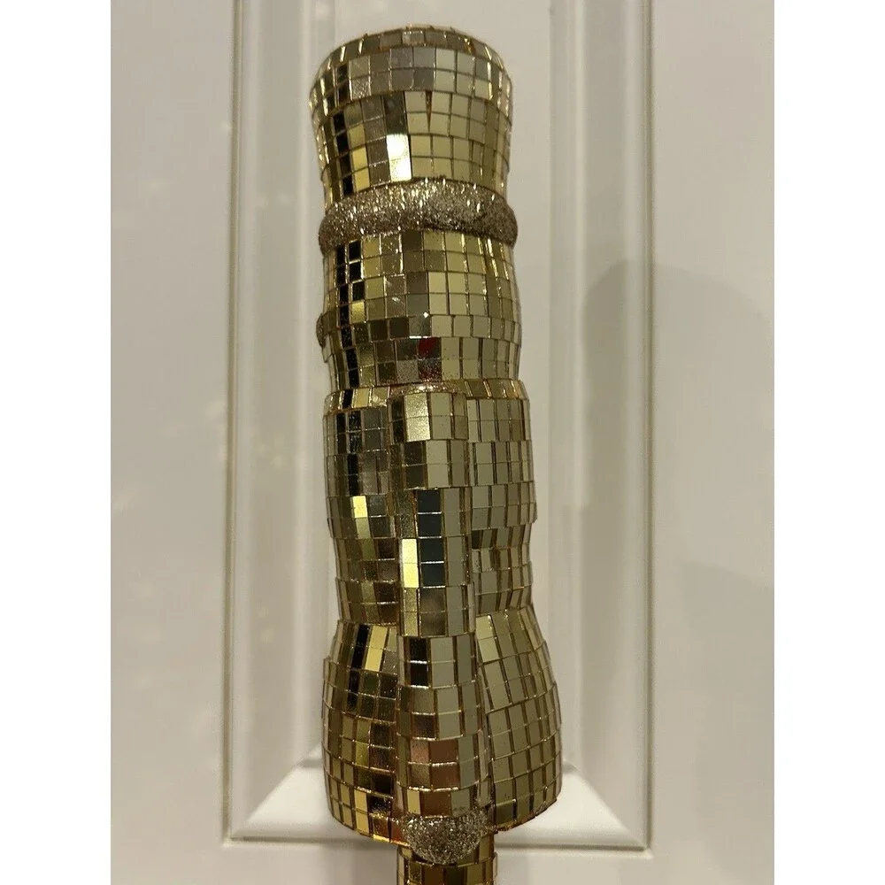 Ashland Mirror Disco Ball Nutcracker Gold Glass Christmas Decor 12in